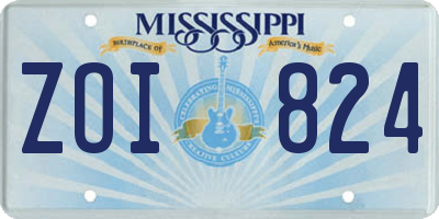 MS license plate ZOI824