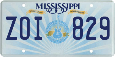 MS license plate ZOI829