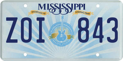 MS license plate ZOI843