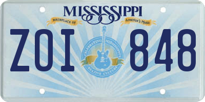 MS license plate ZOI848