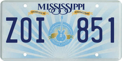 MS license plate ZOI851