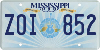 MS license plate ZOI852