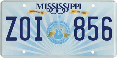 MS license plate ZOI856