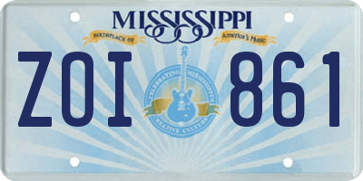 MS license plate ZOI861