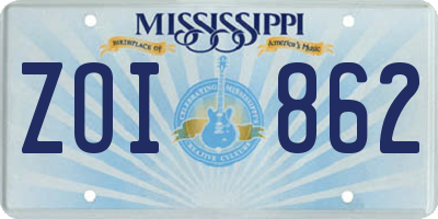 MS license plate ZOI862