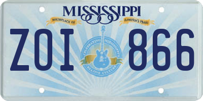 MS license plate ZOI866