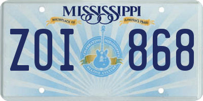 MS license plate ZOI868