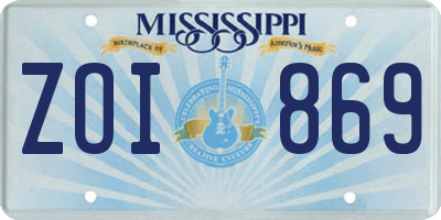 MS license plate ZOI869