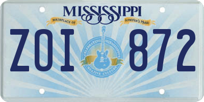MS license plate ZOI872