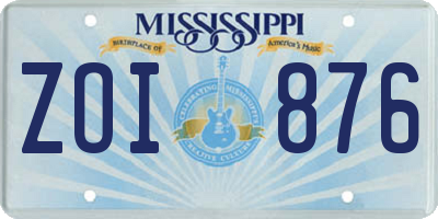 MS license plate ZOI876