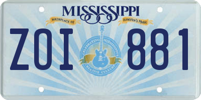 MS license plate ZOI881