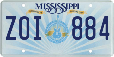 MS license plate ZOI884