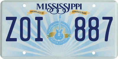 MS license plate ZOI887