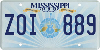 MS license plate ZOI889