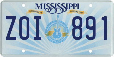 MS license plate ZOI891