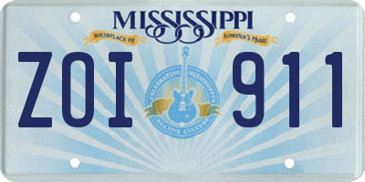 MS license plate ZOI911