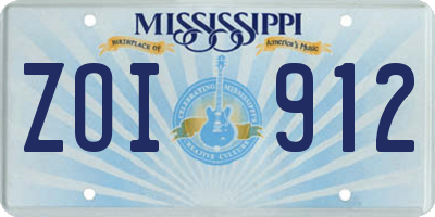 MS license plate ZOI912