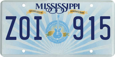 MS license plate ZOI915