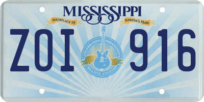 MS license plate ZOI916