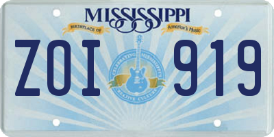 MS license plate ZOI919