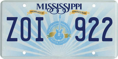 MS license plate ZOI922