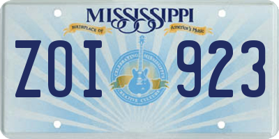 MS license plate ZOI923