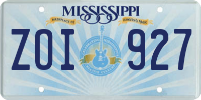 MS license plate ZOI927