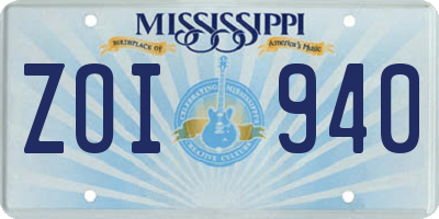 MS license plate ZOI940