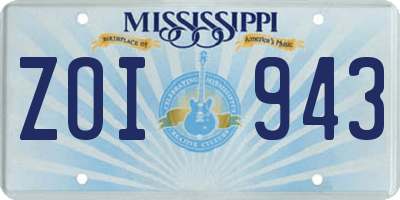 MS license plate ZOI943