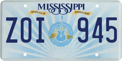 MS license plate ZOI945