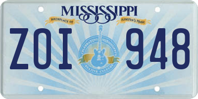 MS license plate ZOI948