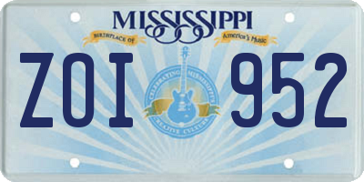 MS license plate ZOI952