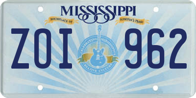 MS license plate ZOI962