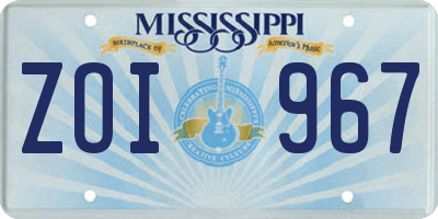 MS license plate ZOI967
