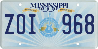 MS license plate ZOI968