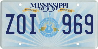 MS license plate ZOI969