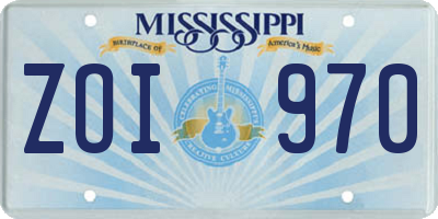MS license plate ZOI970