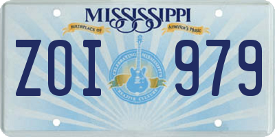 MS license plate ZOI979