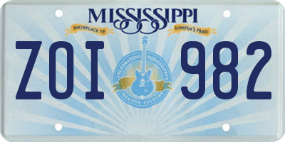 MS license plate ZOI982