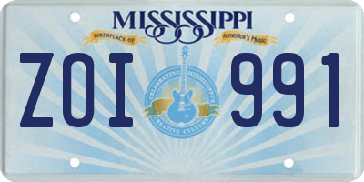 MS license plate ZOI991