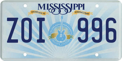 MS license plate ZOI996