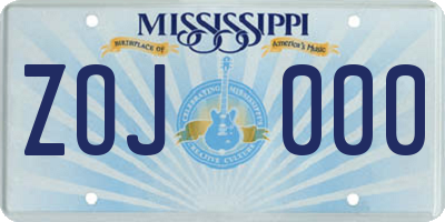 MS license plate ZOJ000