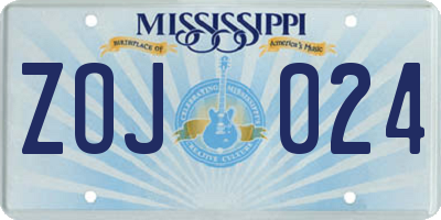 MS license plate ZOJ024
