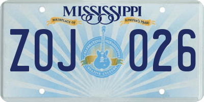 MS license plate ZOJ026