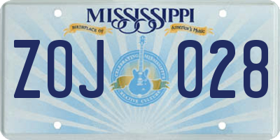 MS license plate ZOJ028