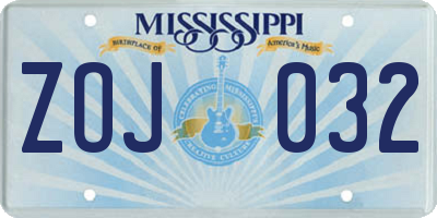 MS license plate ZOJ032