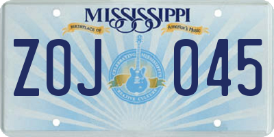 MS license plate ZOJ045