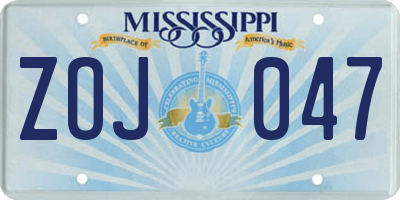 MS license plate ZOJ047