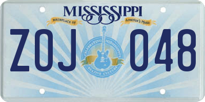 MS license plate ZOJ048