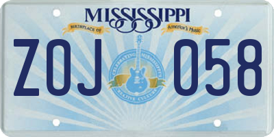 MS license plate ZOJ058